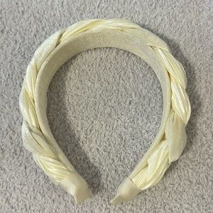 Braided Satin Headband in Light Yellow